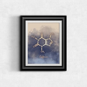 Instant Download Caffeine Molecule, Caffeine Art Print, Printable Art ...