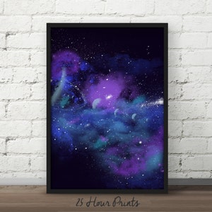 Instant Download Blue Nebula Print - Galaxy Print - Art Print - Printable - Digital Prints - Galaxy Art - Space Art - Nebula Art