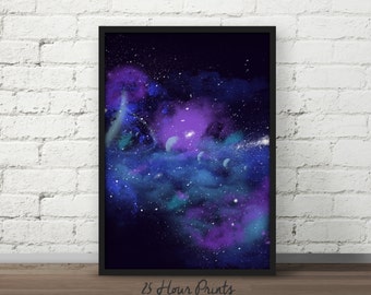 Instant Download Blue Nebula Print - Galaxy Print - Art Print - Printable - Digital Prints - Galaxy Art - Space Art - Nebula Art