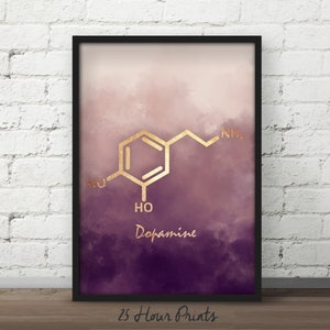 3 Piece wall art, Set of 3 Prints, Serotonin molecule poster, Dopamine Molecule art, Oxytocin poster, Chemistry gift, teacher gift image 4