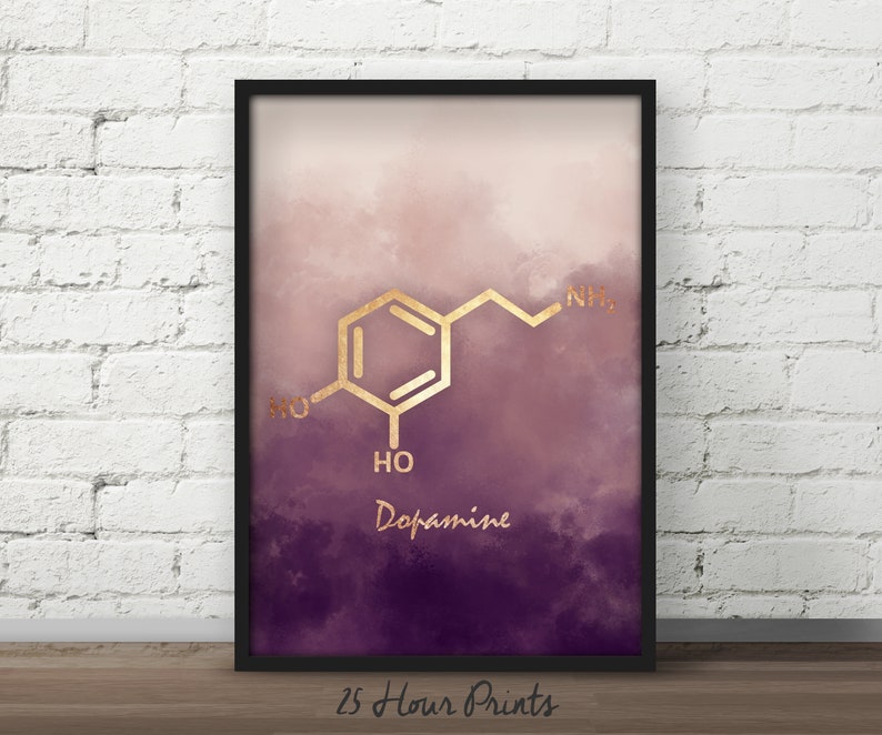 3 Piece wall art, Set of 3 Prints, Serotonin molecule poster, Dopamine Molecule art, Oxytocin poster, Chemistry gift, teacher gift image 4
