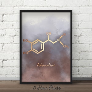 Instant Download Adrenaline Molecule, Molecule Poster, Chemistry Art, Molecules, Molecule Art, Teacher Gift, Neurotransmitter