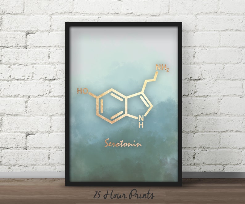 3 Piece wall art, Set of 3 Prints, Serotonin molecule poster, Dopamine Molecule art, Oxytocin poster, Chemistry gift, teacher gift image 2