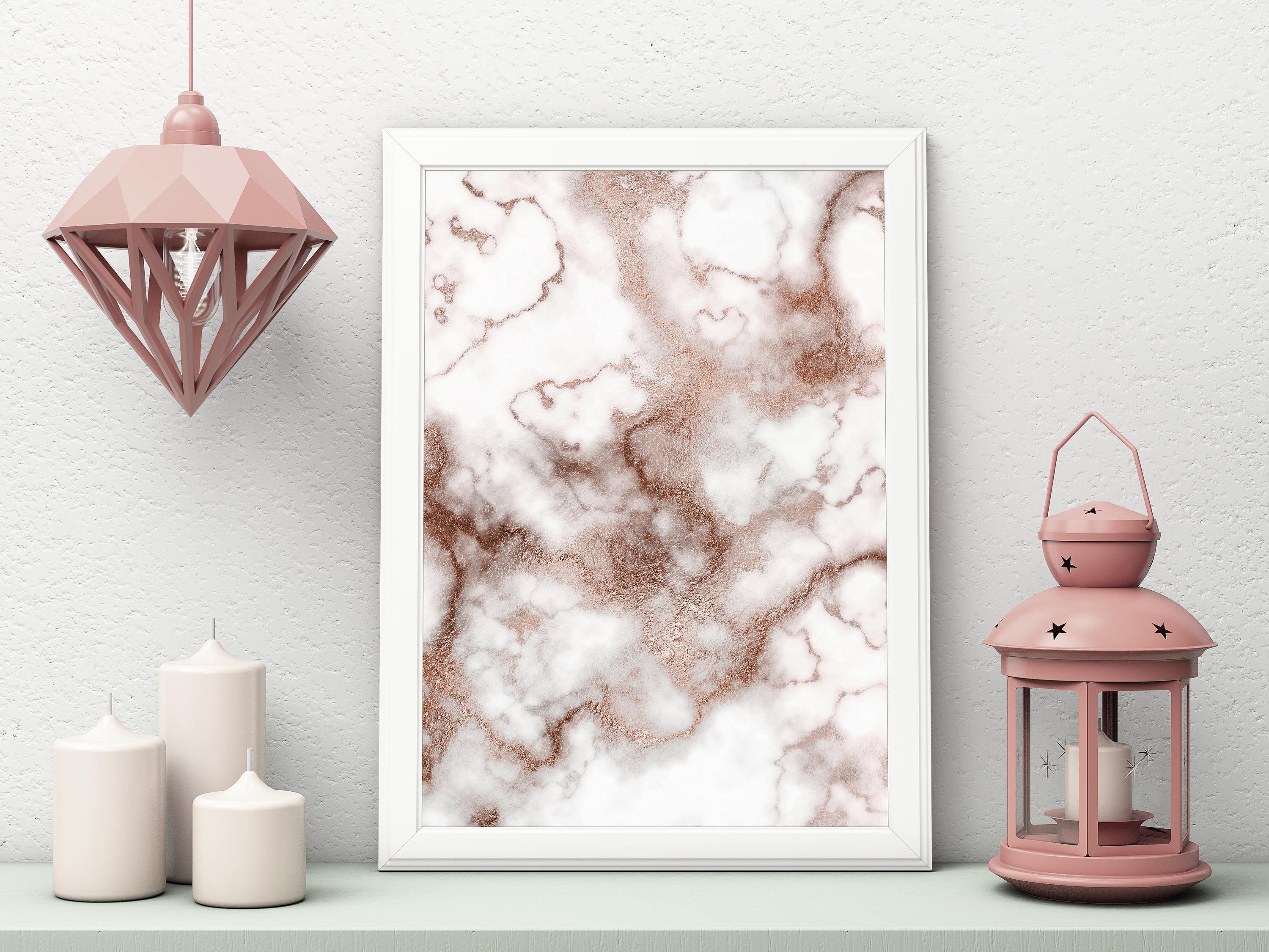 Rose Gold Marble Art Print Marble Wall Art Rose Gold Decor Etsy