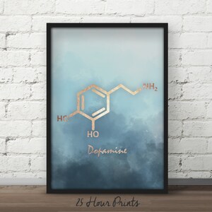Instant Download Dopamine Molecule Art, Dopamine Poster, Nursery Art, Dopamine Art Print, Blue Dopamine Molecule, Teacher Gift