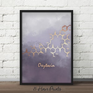 3 Piece wall art, Set of 3 Prints, Serotonin molecule poster, Dopamine Molecule art, Oxytocin poster, Chemistry gift, teacher gift image 3