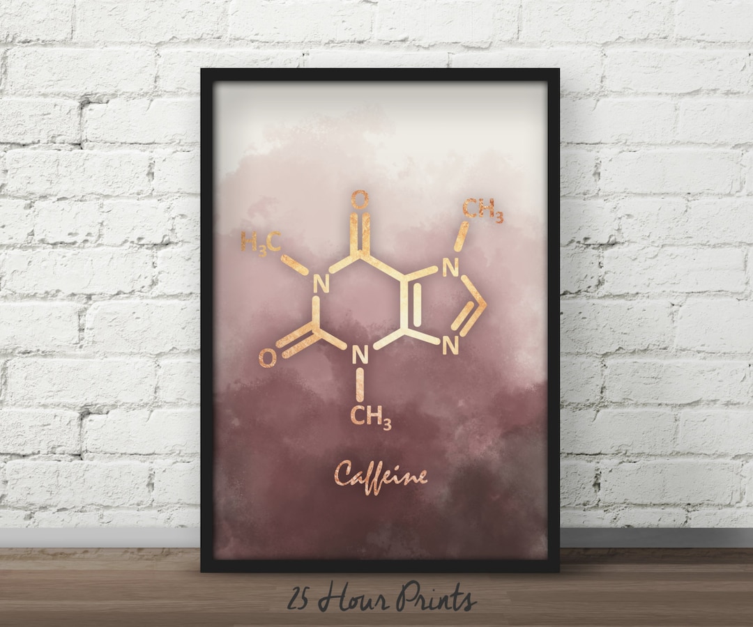 Instant Download Caffeine Art Print, Caffeine Poster, Caffeine Molecule ...
