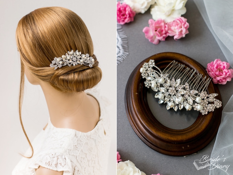 rhinestones bridal hair comb small bridal rosegold hair comb bridal silver accessories Wedding hair jewelry