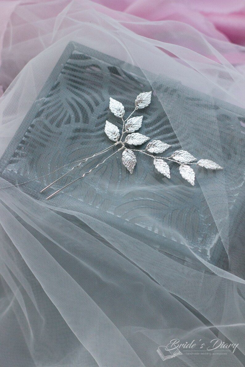 Choice color: 1pc Bridal hair pin, Bridal Hair pins, hair pins with leaves, Vintage hairpiece image 9