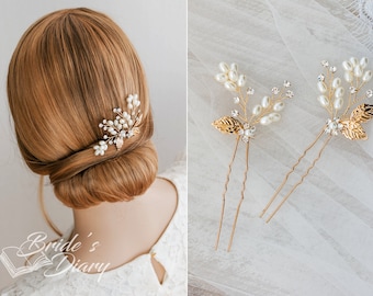 1pc Bridal hair pin, pearl hair pins, hair pins with rhinestones and pearls, bridal hair accessories