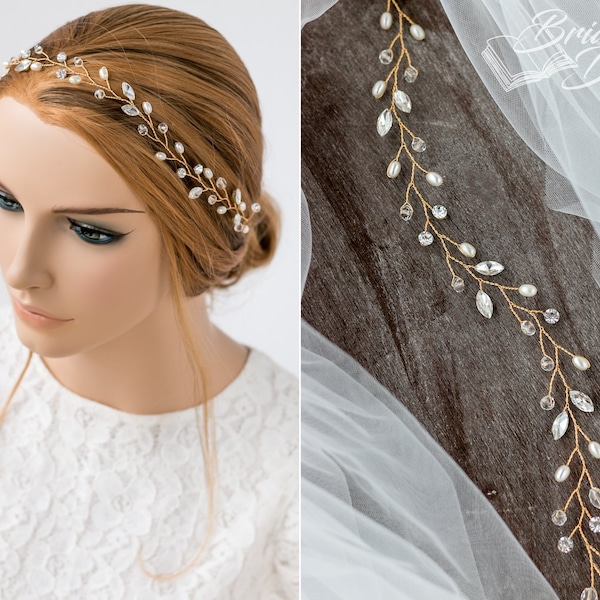 Brautkranz, Haarranke mit Perlen und Strass, Braut Haarschmuck, Braut Diadem