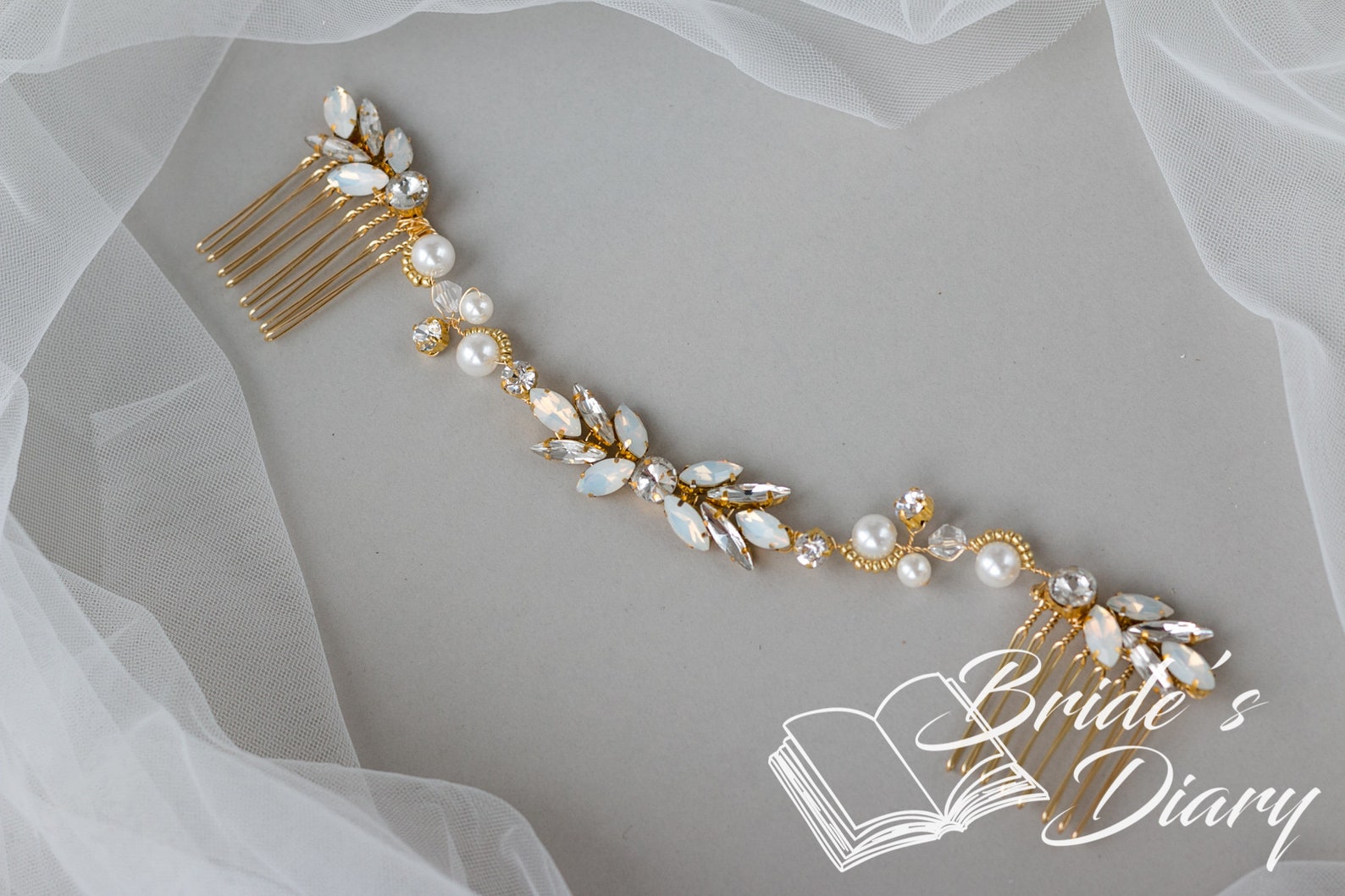 Lurrose Vintage Braut Haarkamm – Goldener Seitenkamm Für Hochzeit, Abschlussball, Abend, 8,5 X 6 X 1 Cm