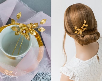 1pc Bridal hair pin, Bridal Hair pins, hair pins with leaves and flower