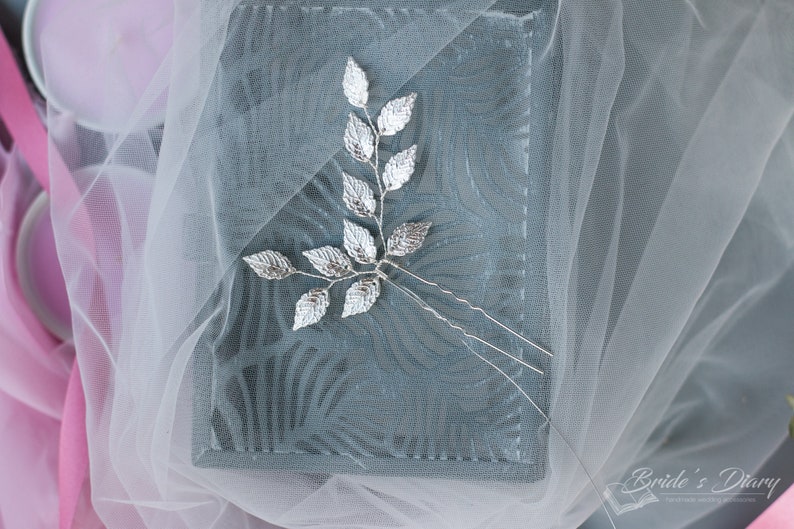 Choice color: 1pc Bridal hair pin, Bridal Hair pins, hair pins with leaves, Vintage hairpiece image 8