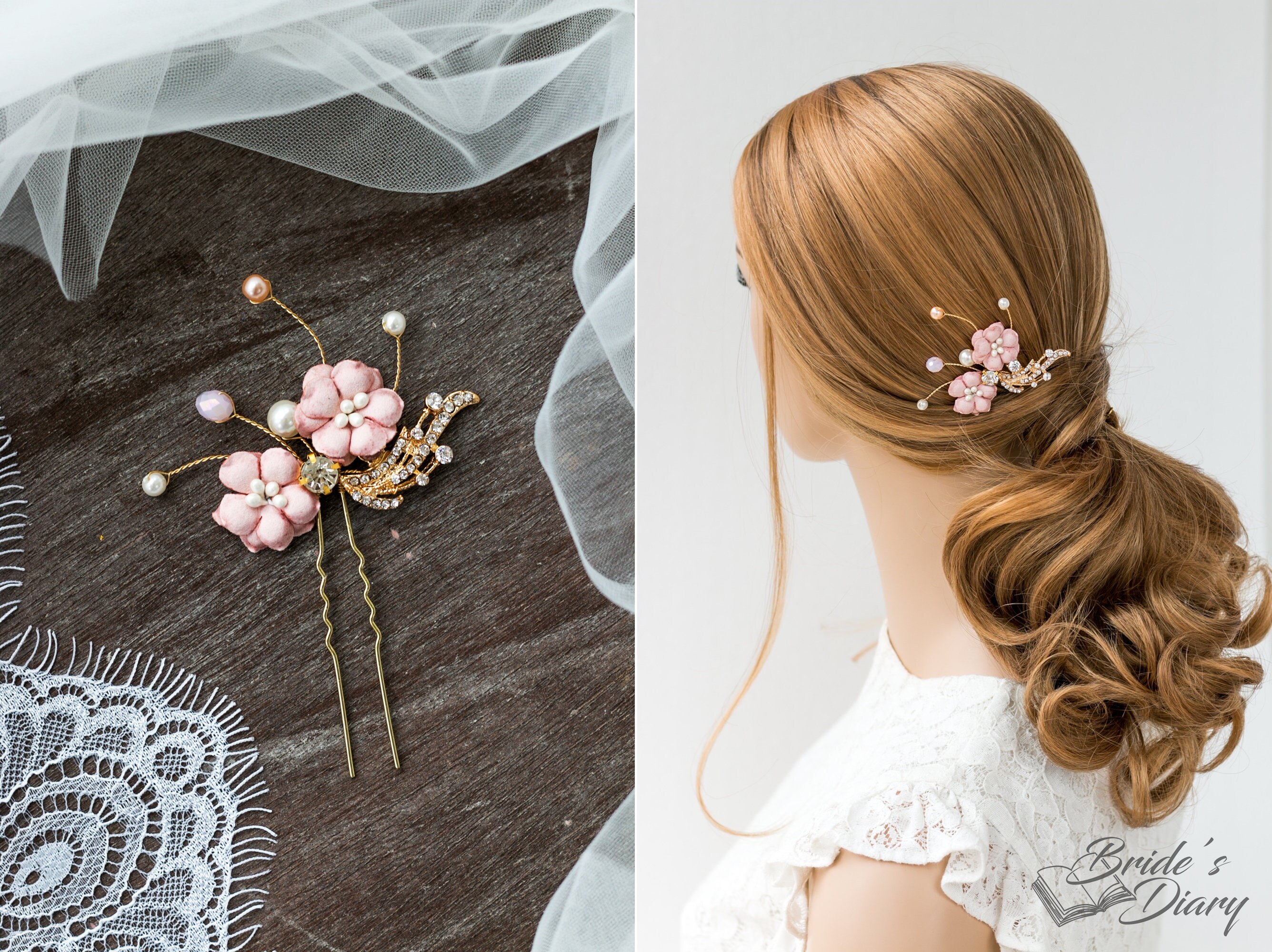 Lurrose Haarnadeln-Set – 6 Stück, Goldfarben Mit Kristallblättern, U-förmig Für Hochzeit, Dutt & Abendfrisuren