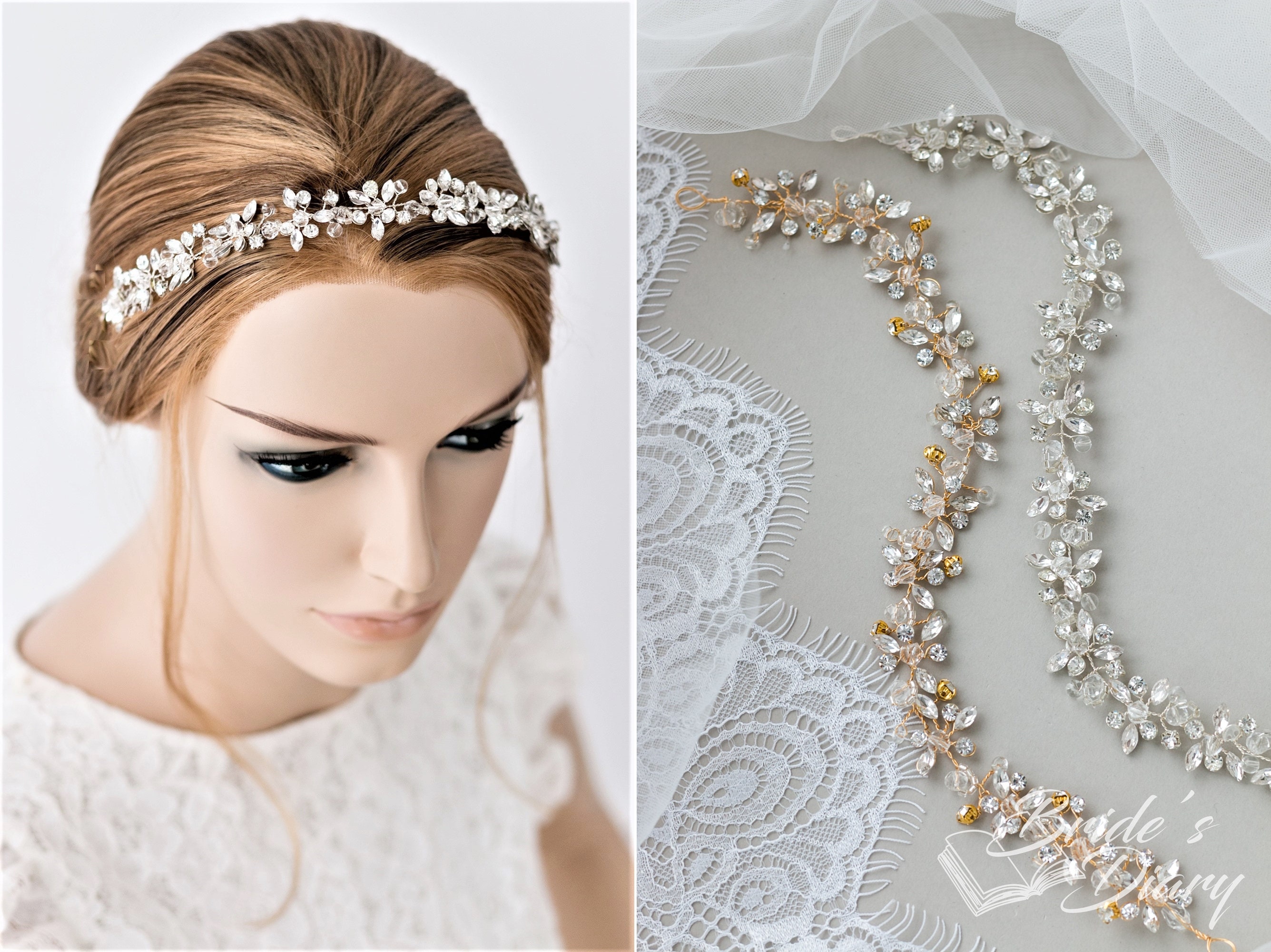Wedding rhinestones hair jewelry bridal tiara wedding hair Etsy