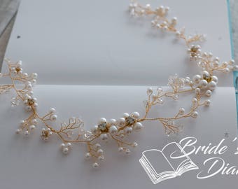 Wedding Hair Jewelry, Pearls and Crystals Bridal Wreath  display picture 1