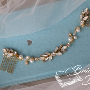 Lurrose Vintage Braut Haarkamm – Goldener Seitenkamm Für Hochzeit, Abschlussball, Abend, 8,5 X 6 X 1 Cm