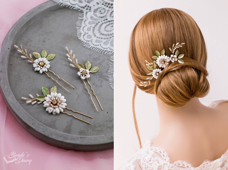 Set Of 3 Bridal Hair Pins Wedding Hair Pins Vintage Hair Etsy