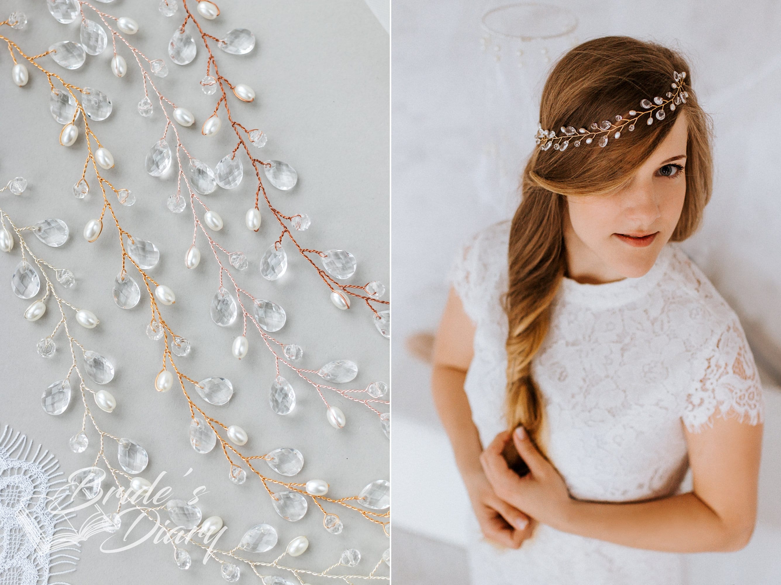 Pearls and Crystals Bridal Wreath, Bohemian Headband  display picture 1