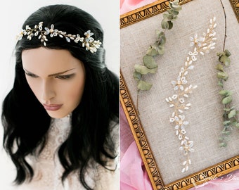Farbwahl: Universeller klassischer Brautkranz mit Blumen und Perlen, Braut Haarschmuck, Kopfschmuck Hochzeit