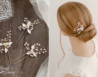 1pc Bridal hair pin, rosegold hair pin, Vintage hair jewelry, bridal hairpiece, wedding hair accessories