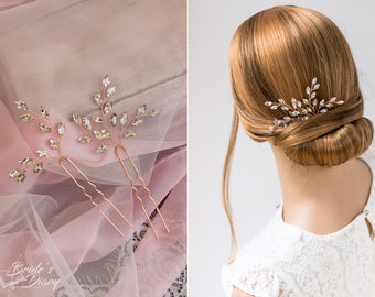 Set von 2 Haarnadeln, Kopfschmuck Hochzeit Braut Haarnadel, Strassnadeln, klassische Haarspangen