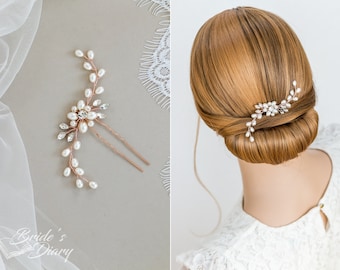 1pc Bridal hair pins, pearl hair pins, silver or rosegold  hair pins with rhinestones and pearls