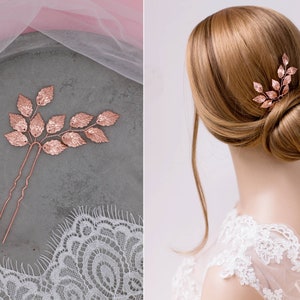 Choice color: 1pc Bridal hair pin, Bridal Hair pins, hair pins with leaves, Vintage hairpiece image 1