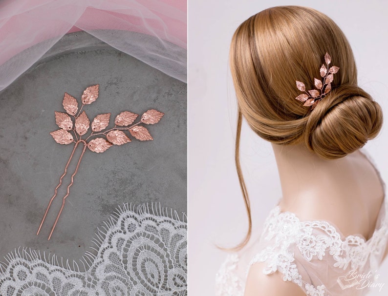 Choice color: 1pc Bridal hair pin, Bridal Hair pins, hair pins with leaves, Vintage hairpiece image 1