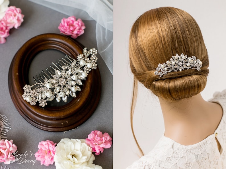 rhinestones bridal hair comb small bridal rosegold hair comb bridal silver accessories Wedding hair jewelry