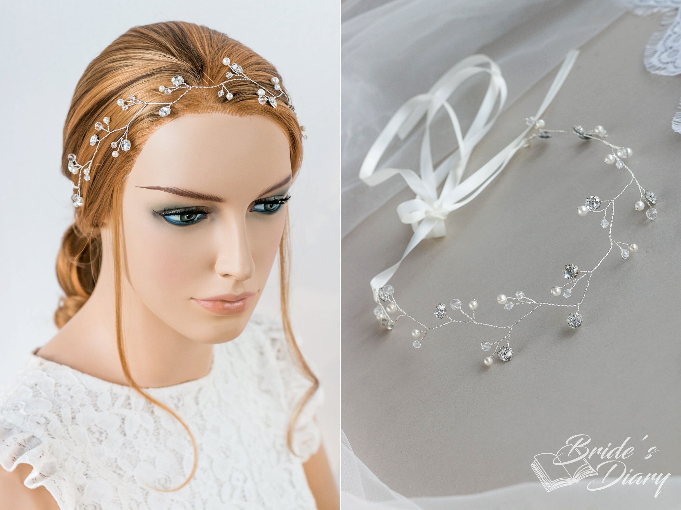 Wedding hair jewelry rhinestones crystals bridal hair vine Etsy