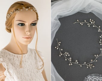 Bridal Hairpiece, bridal hair jewelry, delicate hair vine with rhinestones, wedding halo, bridal tiara, bridal headband