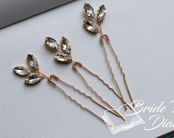 1pcs Bridal hair pins, pearl hair pins, golden color hair pins with rhinestones