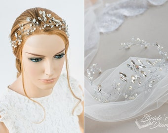 Pearls and Crystals Bridal Tiara, wedding headband, wedding crown, bridal hair jewelry, bridal hairpiece