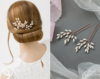 1pc Bridal hair pin, pearl hair pin, silvery or golden color hair pins, white or ivory pearls