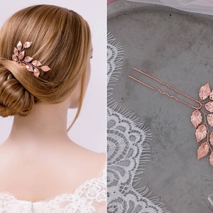 Choice color: 1pc Bridal hair pin, Bridal Hair pins, hair pins with leaves, Vintage hairpiece image 2