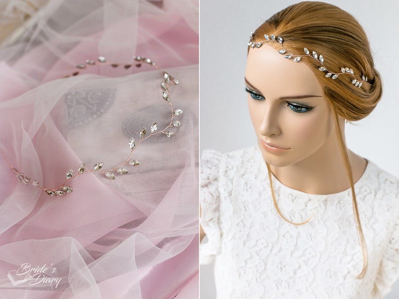Set bridal hair vine 2 hairpins with rihinestones, Vintage bridal hairpiece set, Wedding hair jewelry image 8