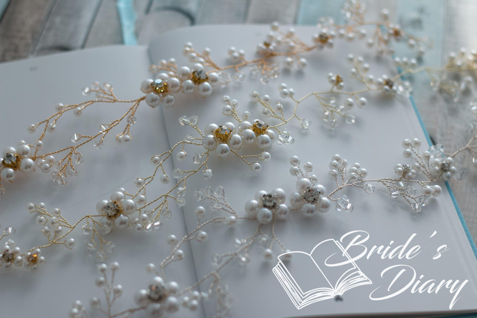 Wedding Hair Jewelry, Pearls and Crystals Bridal Wreath 