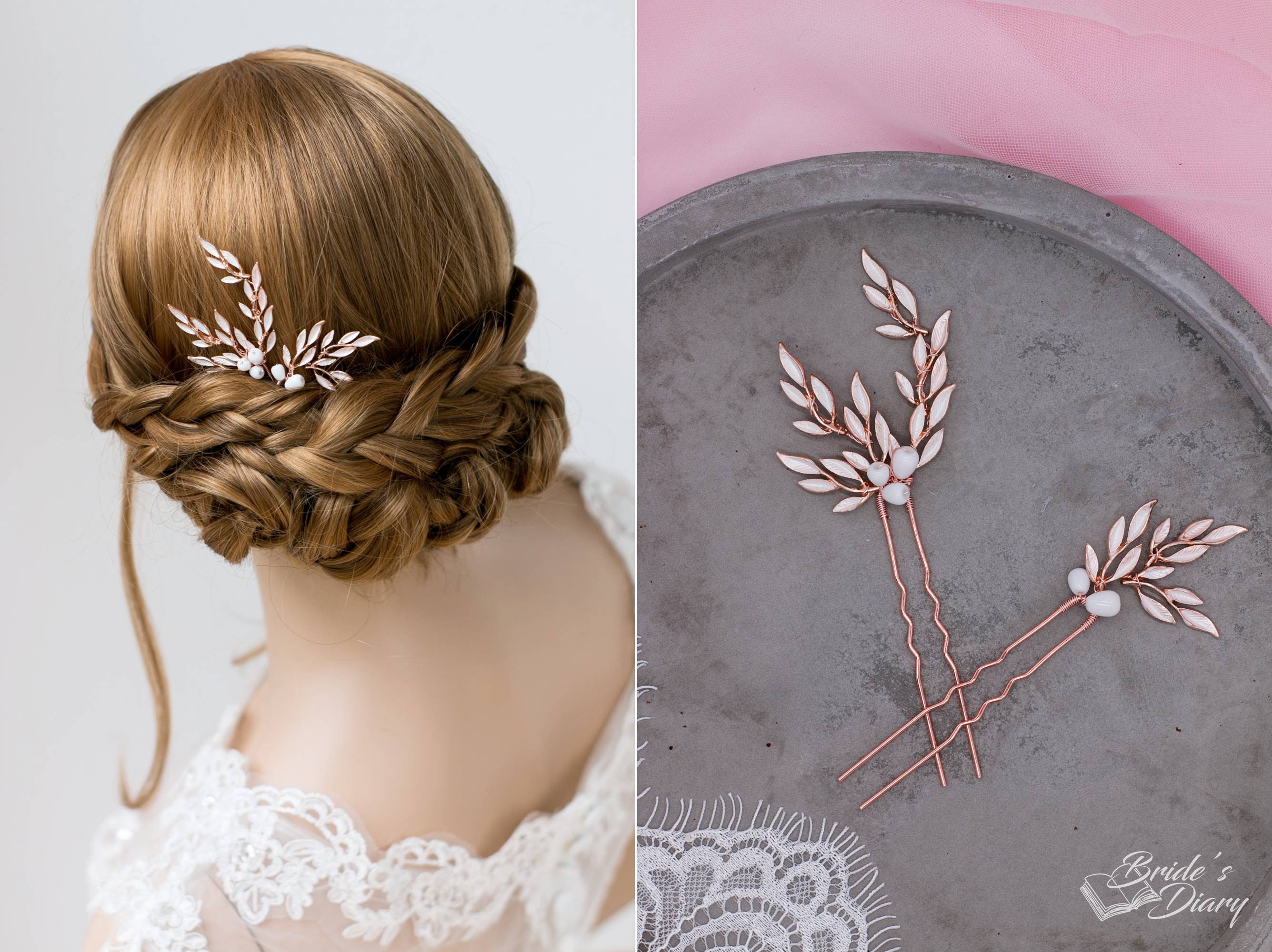 Set Of 2 Bridal Hair Pins Rosegold Wedding Hair Pins Vintage Etsy