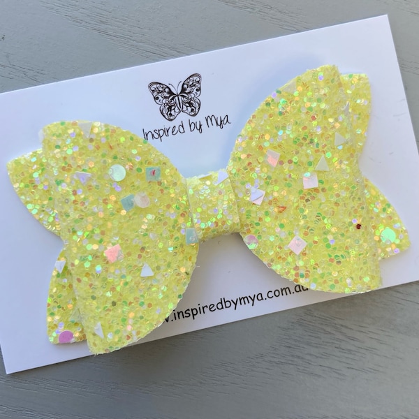 Girls Bow Hair Clip OR Baby Headband Hair Accessories Glitter Yellow Pink White Silver Gifts For Girls School Bows