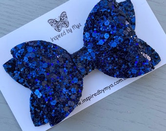 Navy Blue Glitter Hair Bow Clip, Baby Headband, Toddler Bow, Hair Accessories, Kids Hair Clips, School Bow Clips, Gifts for Girls Christmas