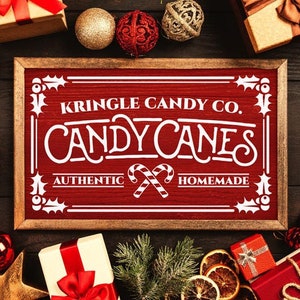 Candy Canes Svg, Kringle Candy Co svg, Christmas Svg, Cut File for Rustic Christmas Home Decor and Farmhouse Wall Sign, Christmas Sign svg