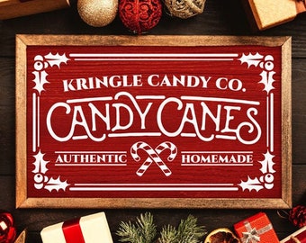 Candy Canes Svg, Kringle Candy Co svg, Christmas Svg, Cut File for Rustic Christmas Home Decor and Farmhouse Wall Sign, Christmas Sign svg