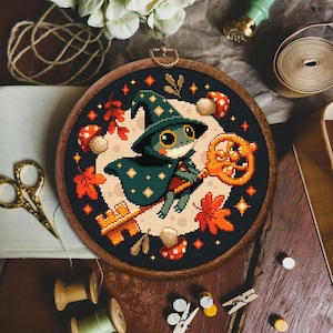 Wizard Frog Cross Stitch Pattern, Cute Frog Cross Stitch Pattern, Frog Wizard cross stitch pattern, Frog Embroidery, Wizard Frog x stitch