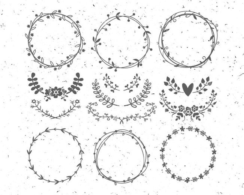 Download Circle monogram frames svg Flower Monogram svg Leaf circle | Etsy