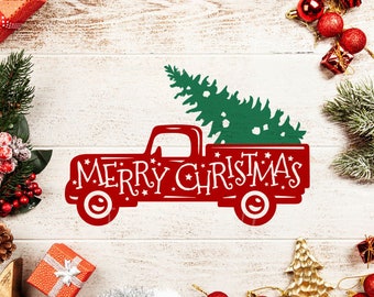 Merry Christmas red truck svg Christmas truck Svg Vintage Truck svg Christmas truck svg Truck SVG files Christmas tree svg Antique Truck svg