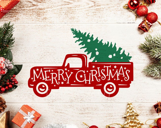 Download Merry Christmas red truck svg Christmas truck Svg Vintage ...