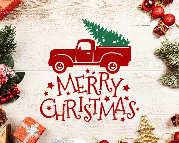 Download Free Christmas Red Truck Svg Merry Christmas Svg Merry Christmas Etsy SVG DXF Cut File