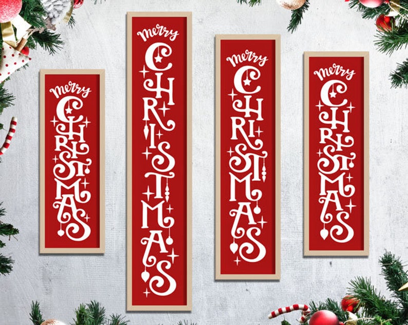 Christmas Sign Svg Christmas Vertical Outdoor Porch Merry - Etsy